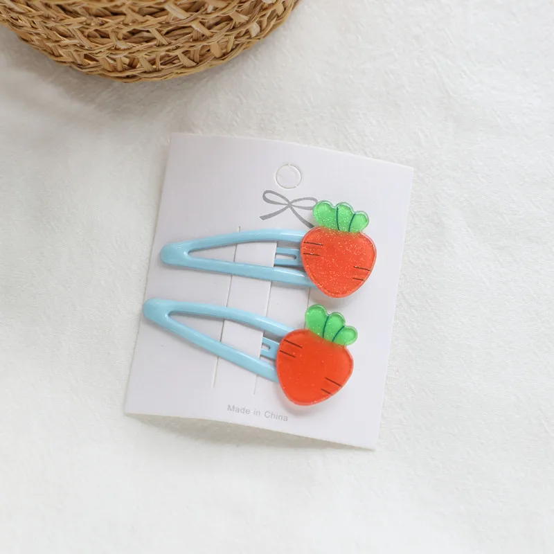 3 BB carrot 2 шт./лот, модные аксессуары и клипсы для волос для девочек, детские Мультяшные овощные заколки для волос с фруктами, Детские имитирующие фруктовые заколки - Цвет: 3 BB carrot