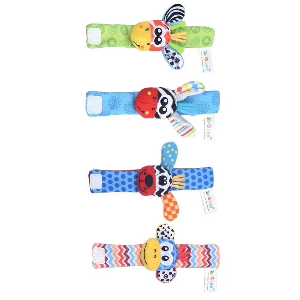 Cartoon Plush Socks Wrist Strap Baby Rattles Animal Wrist Strap Toy Cartoon Educational Toy Baby Wrist Rattle Soft Handbells
