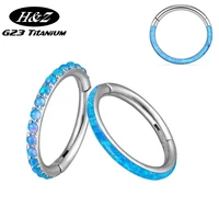 f136 titanium piercing earring cz hoop opal hinged pitch ring nose ring septum daith conch helix cartilage body piercing jewelry