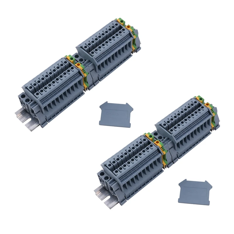 

Din Rail Terminal Blocks Kit,Uk5n Terminal +Ground Blocks+Aluminum Rail+D-Uk End Covers+E/Uk End Brackets+Bridge Jumpers Kits