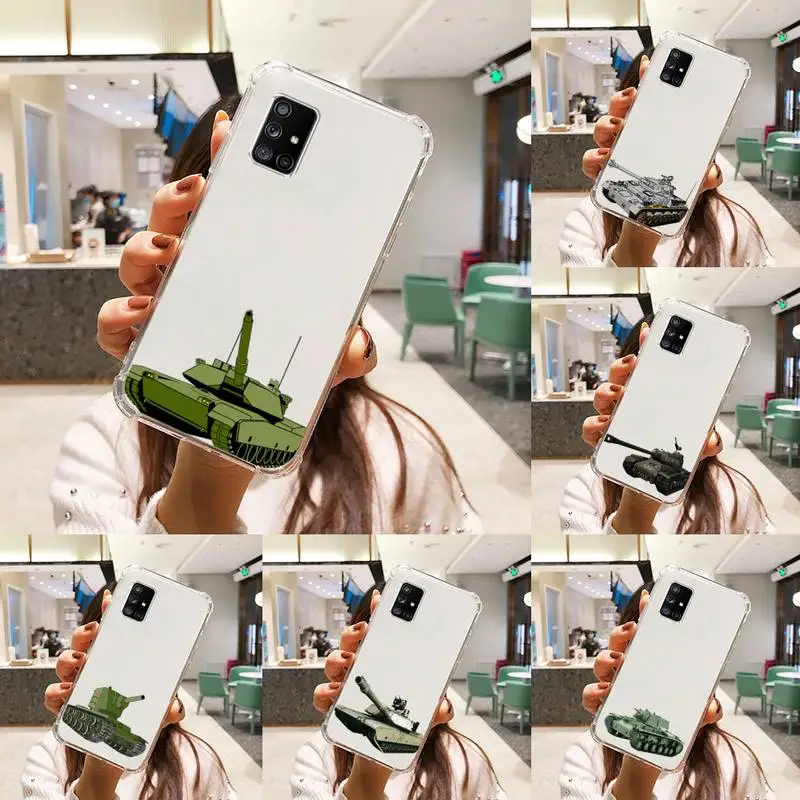 

tank cartoon Phone Case Transparent For Samsung A51 A50 A71 A70 A81 M60S Note S21 S 20 10 9 8 11 E Plus Ultra
