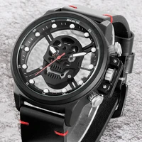 luxury 3d skull watch leather strap quartz men wristwatch matte dial luminous hands reloj fashion sports watch relogio masculino