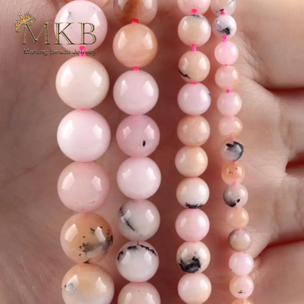 Natural Stone Pink White Jaspers Round Beads For Jewelry Making Spacer Loose 4/6/8/10mm Diy Bracelet Jewellery 15inches |