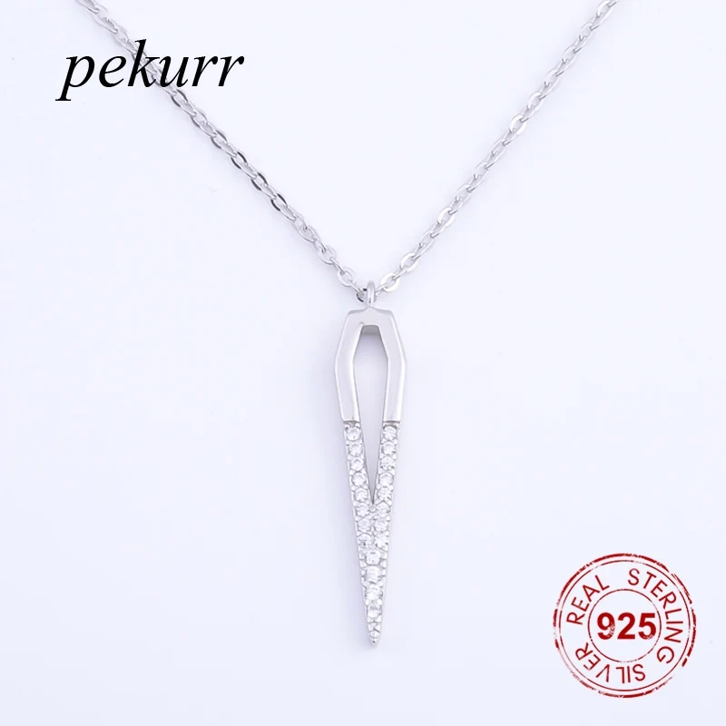 Pekurr 925 пробы серебряные геометрические длинные полые булавки в виде