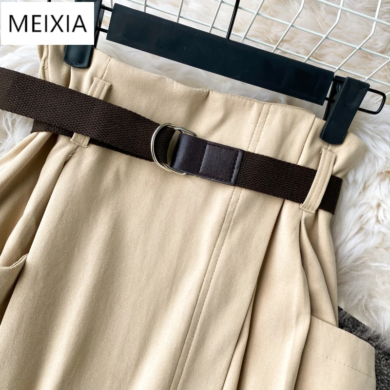 

Women's Skirts High Waist A-line Skirt Spring Summer Irregular Ins Long Skirt Large Pockets Skirt Women Falda with Belt