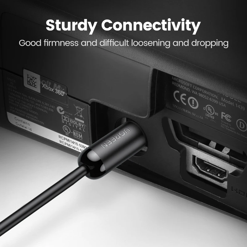 Цифровой оптический аудиокабель Ugreen Toslink 1 м 3 коаксиальный кабель SPDIF для