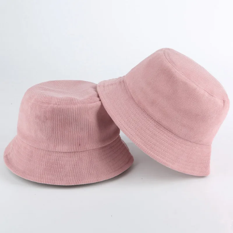 Blank Corduroy Bucket Hat For Women Spring Autumn Plain Men Panama Outdoor Hiking Beach Fishing Cap Sunscreen Female Sunhat Bob