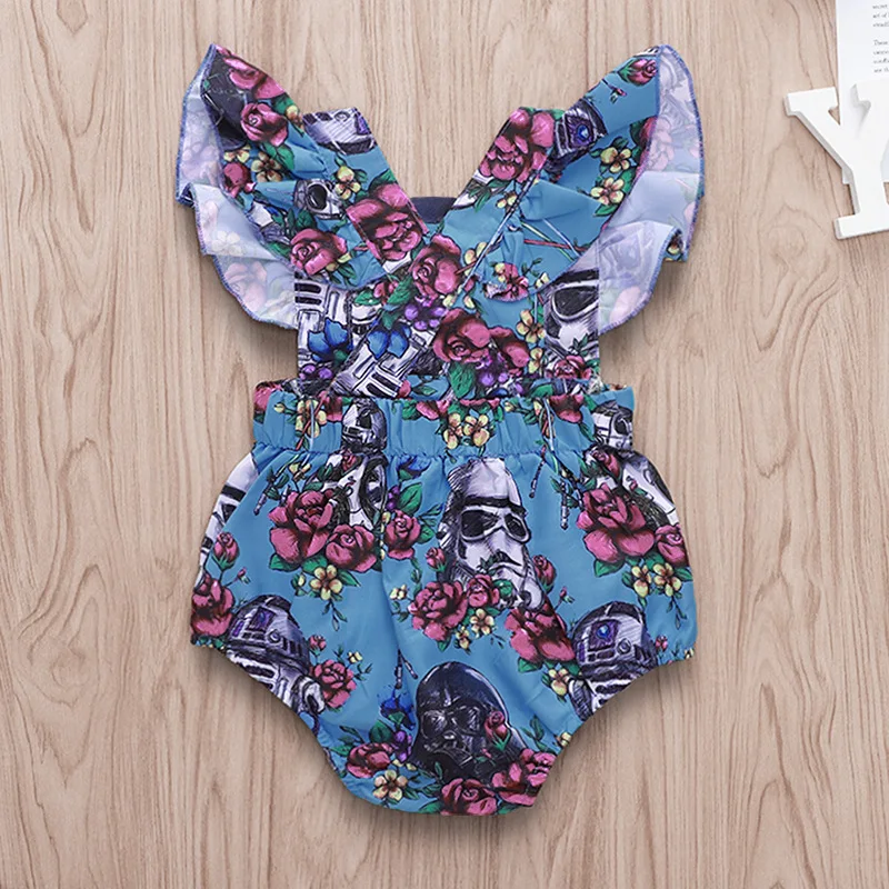 Боди с рукавами-крылышками и цветочным принтом для малышей Одежда открытой