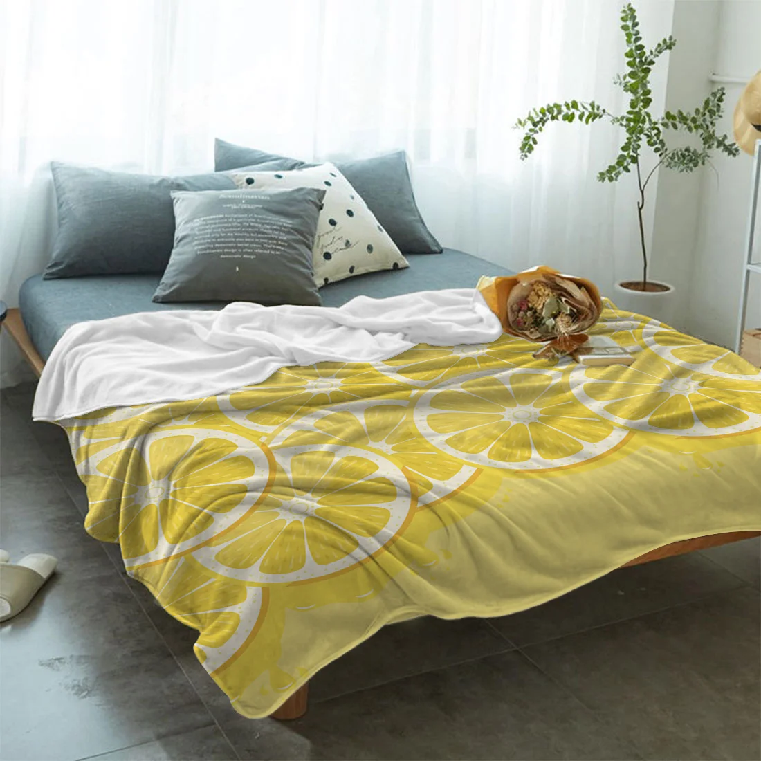 Fruit Lemon Slice Yellow Blanket Funny Printed Soft Boy Girl Baby Coral Fleece Blankets Warm Sofa Bed Sheets | Дом и сад