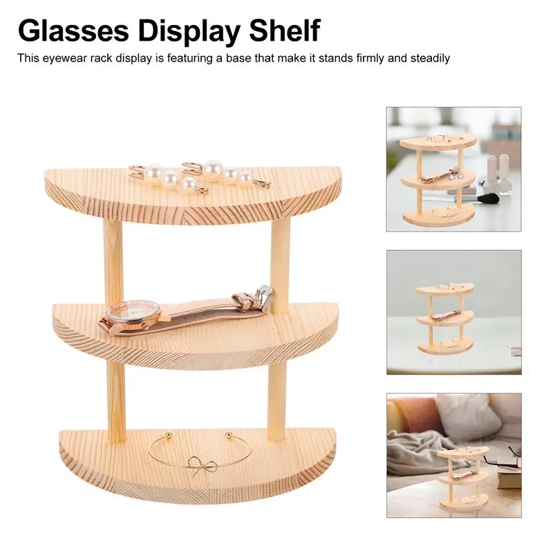 

1Pc Creative Wooden Jewelry Display Rack Practical 4-Tier Glasses Display Rack