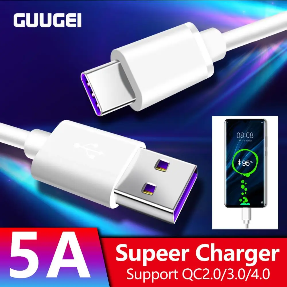 GUUGEI 5A кабель для быстрой зарядки type C USB кабель Android супер быстрое зарядное устройство type-C устройства USB-C шнур для передачи данных Supercharge Универсальный