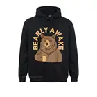 Мужская толстовка beперламутрового цвета с надписью I need coffee to wake up