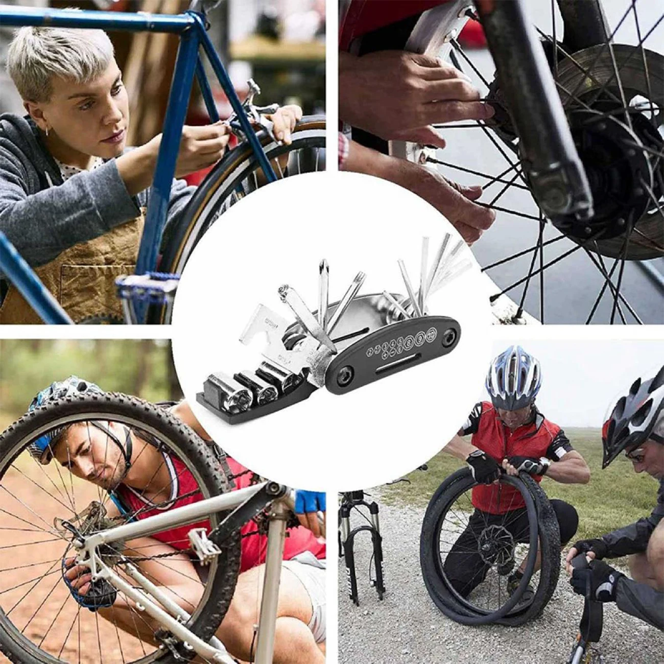 

27 Pcs Bike Tool Kit Puncture Repair Kit Bike Multi Tool Mountain Bike Accessories 16 in 1 Bike Multifunction Tool Sets