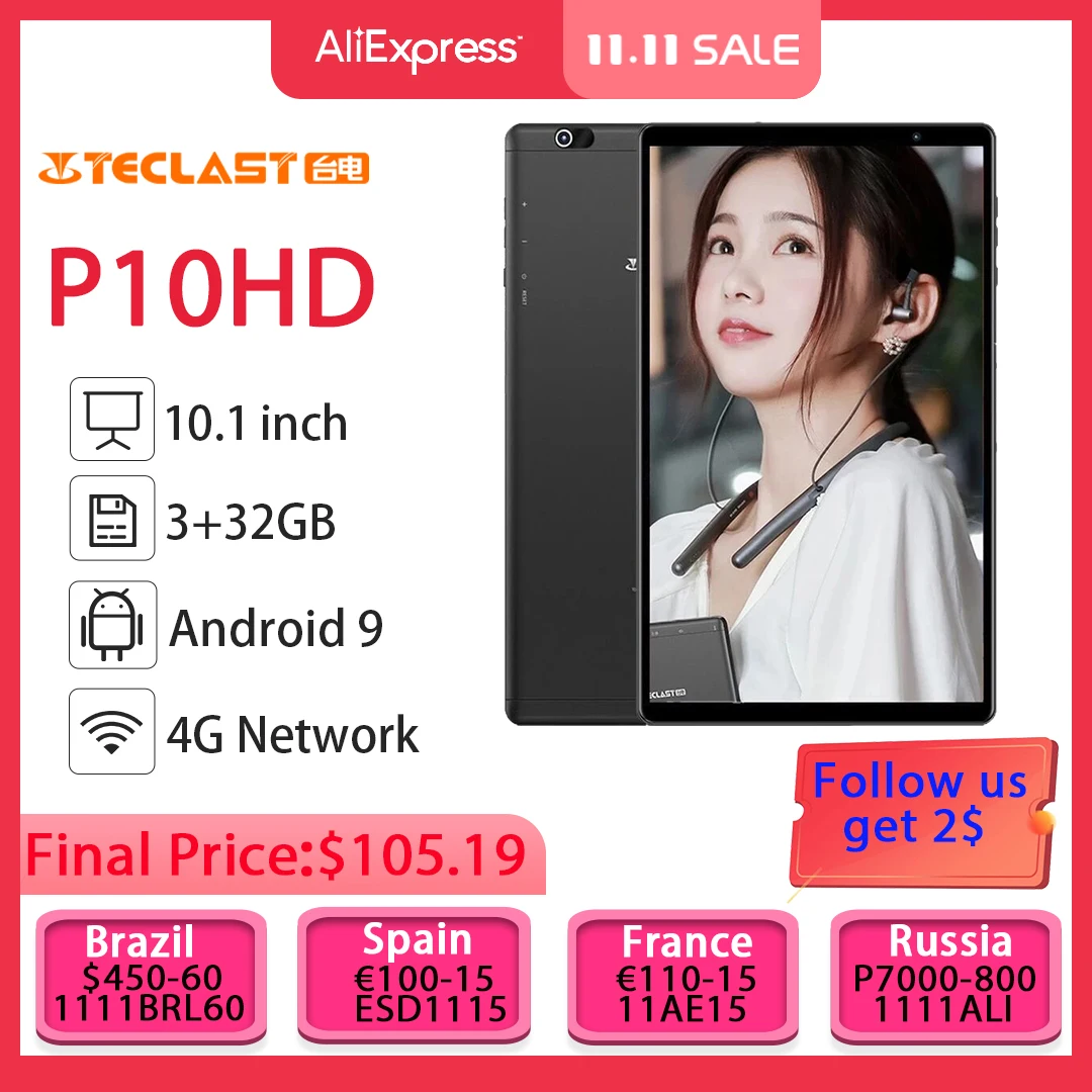 

Teclast P10HD 4G Phone call Android 9.0 OS Octa Core tablet pc 3GB RAM 32G ROM 1920*1200 IPS SIM 10.1 Inch Tablet GPS 6000mAh