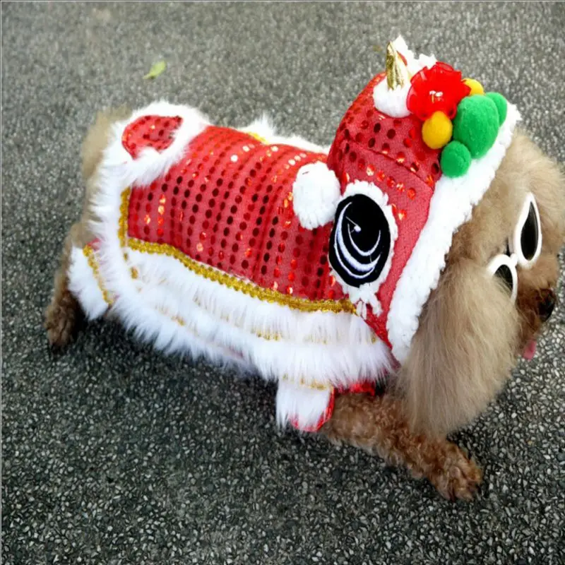 Cute Dance Lion Dragon Pet Costume New Year Cat Dog Clothes Hoodies Coat for Small Medium Large Dogs Festival Tang Suit Clothing