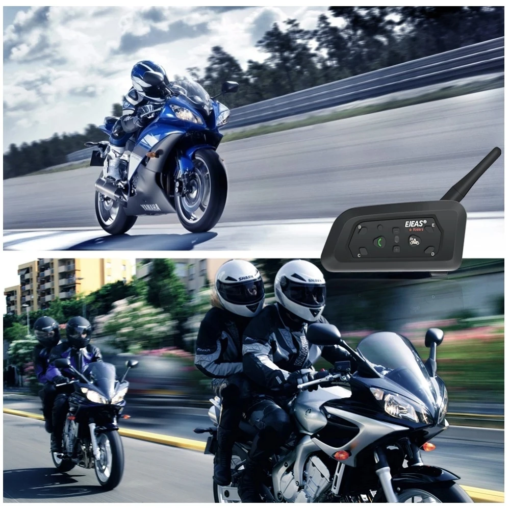 EJEAS V6 Pro 850 мАч Bluetooth мотоцикл коммуникатор шлем гарнитура с микрофоном 1200 м