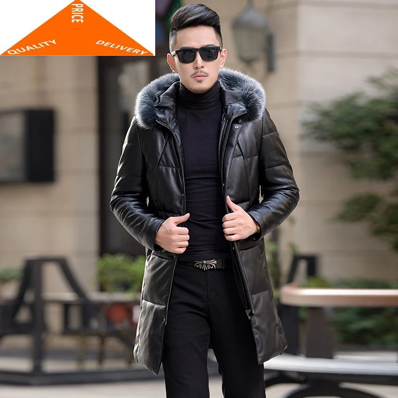 

Куртка мужская зимняя с капюшоном из натурального Лисьего меха, 2020, плотная, теплая, на утином пуху, приталенная, пальто, зимнее, HN9892