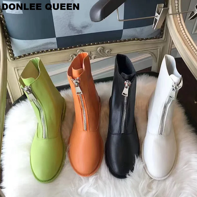 Ботильоны женские брендовые ботинки на низком каблуке с молнией спереди