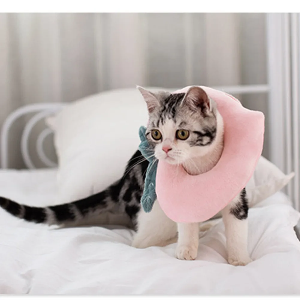 

Adjustable Cat Protective Collar Cute Neck Cone Anti-Bite Surgery Wound Healing Recovery Cone Elizabethan Collar for Kitten Cats