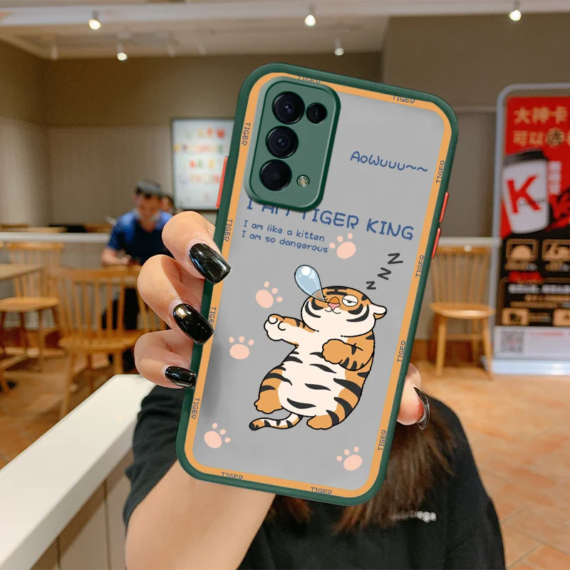 

Sleeping Tiger Liquid Silicone Case For OPPO Reno 6 5 4 6Pro Reno2 F9 F9Pro F19 F11 Pro F7 Findx3 Pro 6 6i 6Pro Phone Cover