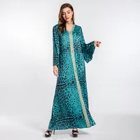 muslim womens clothing dubai turkish lslamic fashion leopard print new dress lace abaya robe kbayae djelaba femme kaftan