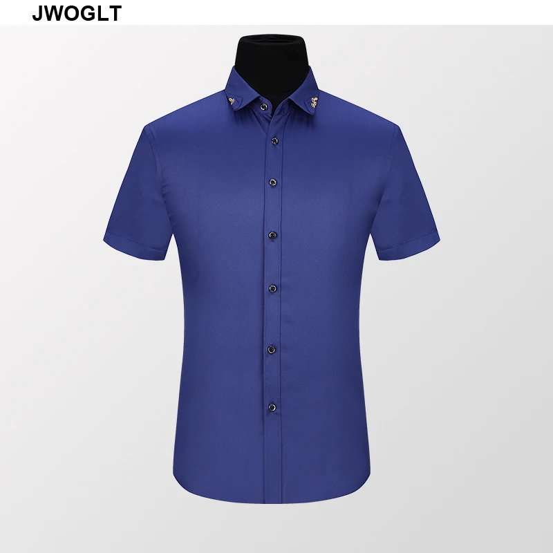 Мужская Повседневная рубашка с короткими рукавами белая/черная приталенная на