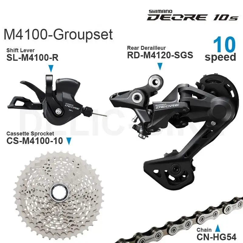 Фото Переключатель передач SHIMANO DEORE M4100 10 в, цепь переключателя передач M4100 и задний переключатель передач M4120 / M5120 HG54, 10 скоростей №4