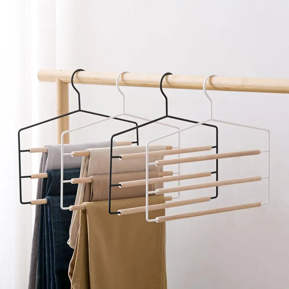 3 слойная s буковая древесина + металлическая Нескользящая вешалка для брюк