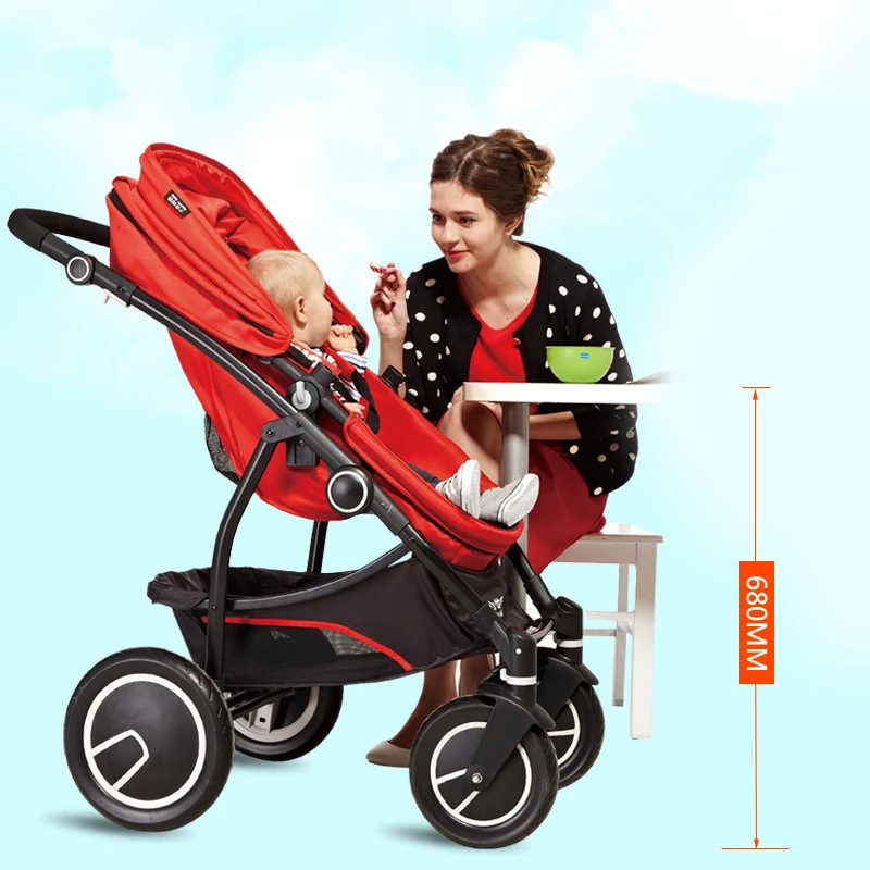 Регулируемая Роскошная детская коляска 3 в 1 портативная с высоким ландшафтом