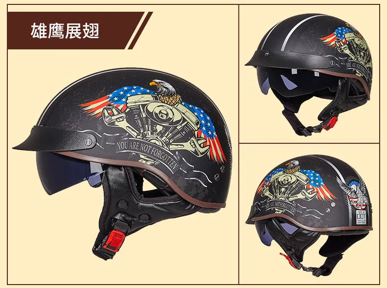Colour 9 GXT мотоциклетный шлем, Мужской винтажный шлем Casco, мотоциклетный шлем с открытым лицом, мотоциклетный гоночный шлем для верховой езды, с сертификацией в горошек - Цвет: Colour 9