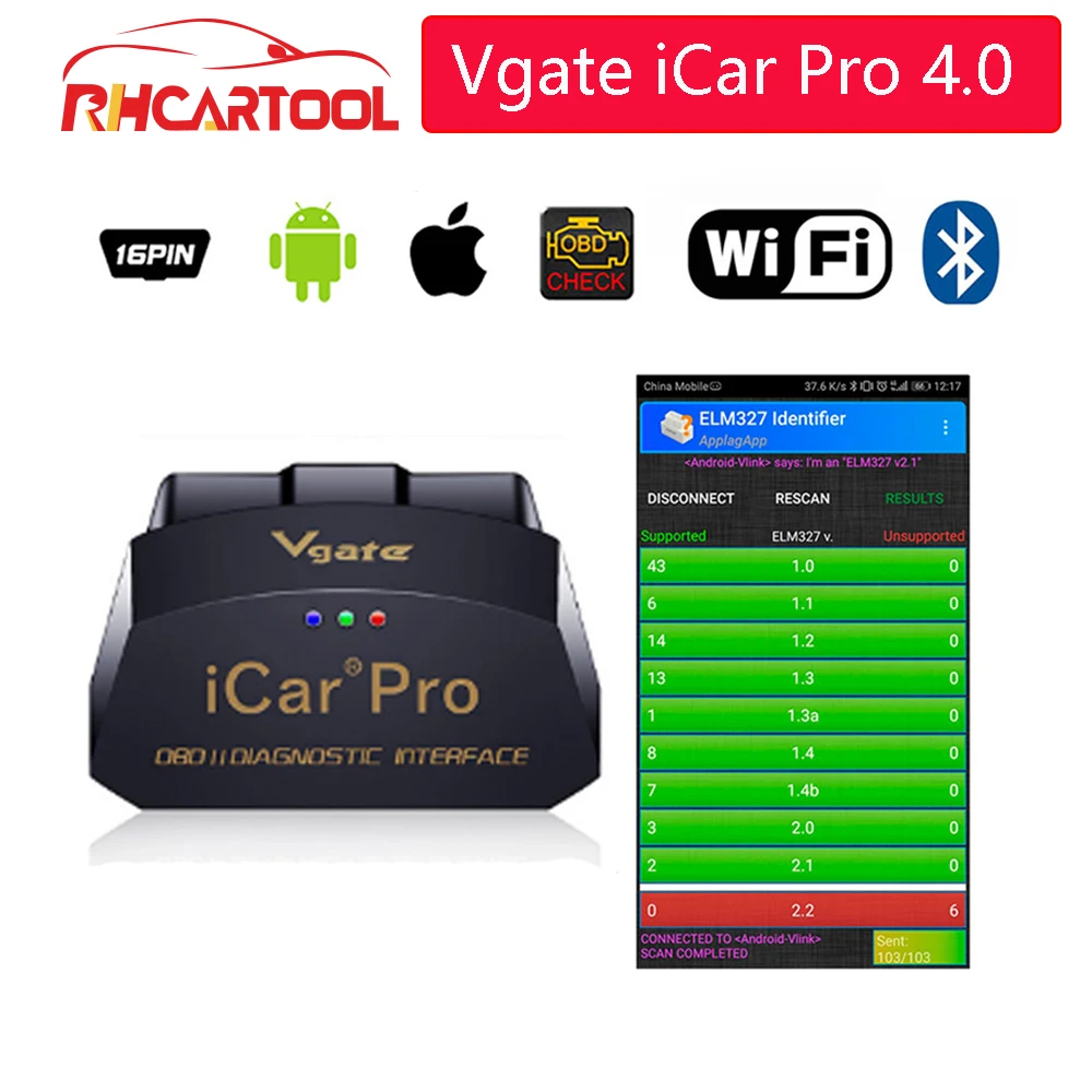 Vgate iCar Pro OBD2 сканер Bluetooth 4,0/wifi автомобильный диагностический инструмент ELM327 v2.1 iCar Pro сканер для Android/IOS