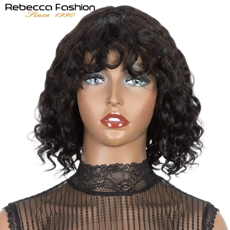 Короткие вьющиеся парики Rebecca длинные из человеческих волос для чернокожих