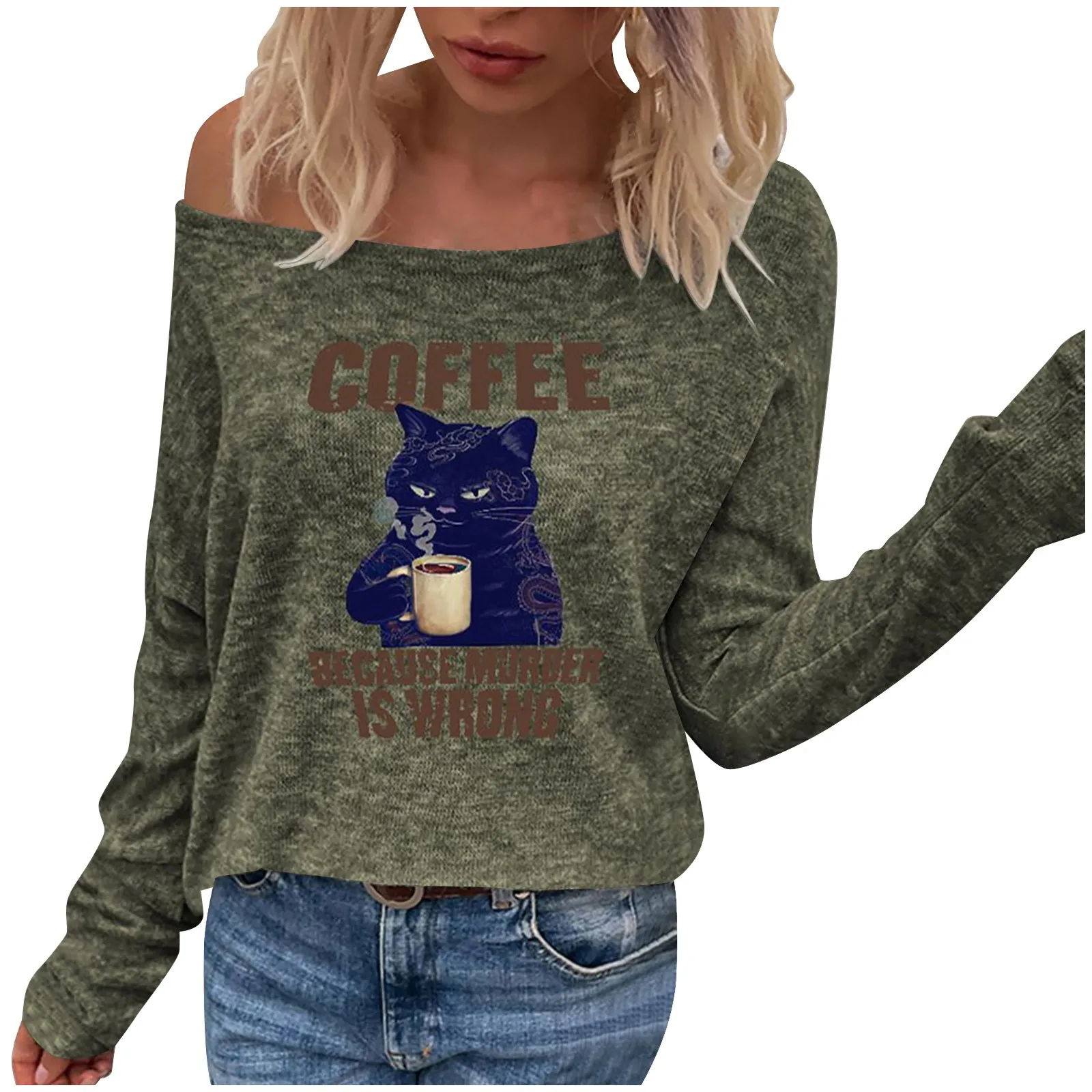 

2021 Women's Top Multicolor Printed Off-shoulder Long-sleeved Bottoming Shirt Fashion Comfy Top Sweater In Stock #8