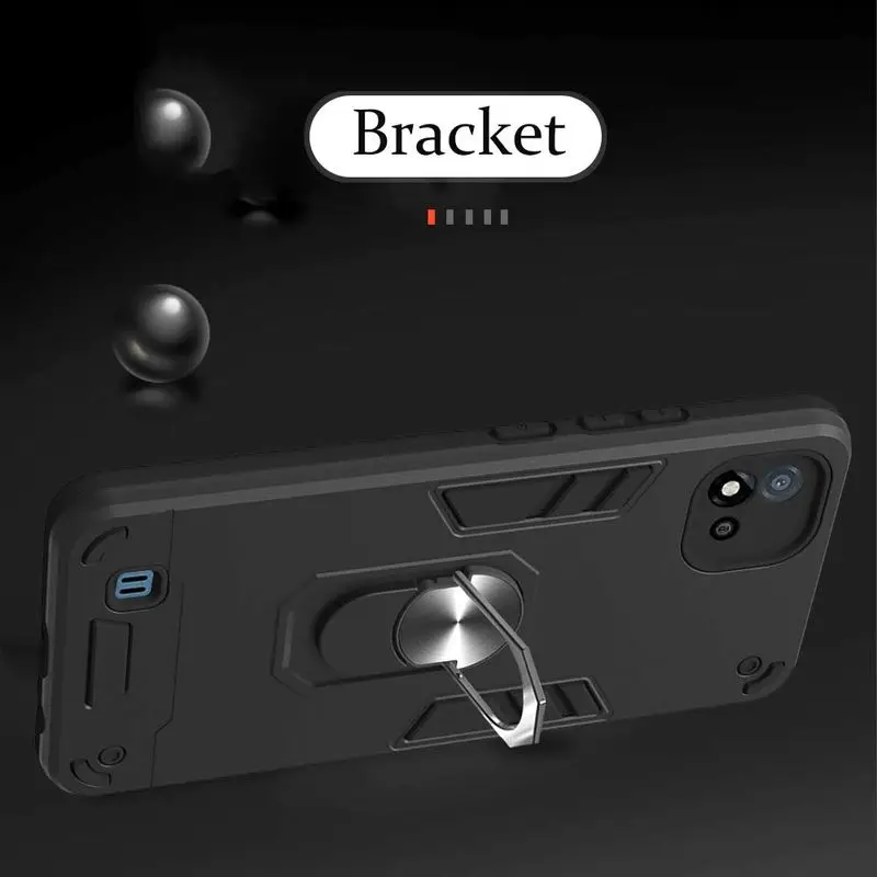 

For Realme C20 Case Luxury Shockproof Phone Case For Realme C20 Magnetic Metal Finger Ring Heavy Protective Back Cover 6.5 inch