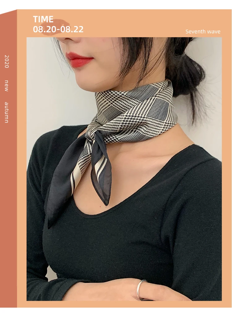 

Retro Houndstooth Children Small Square Towel Women's Thin Scarf Spring, Autumn and Winter 2020 New Scarf Decoration Website Red