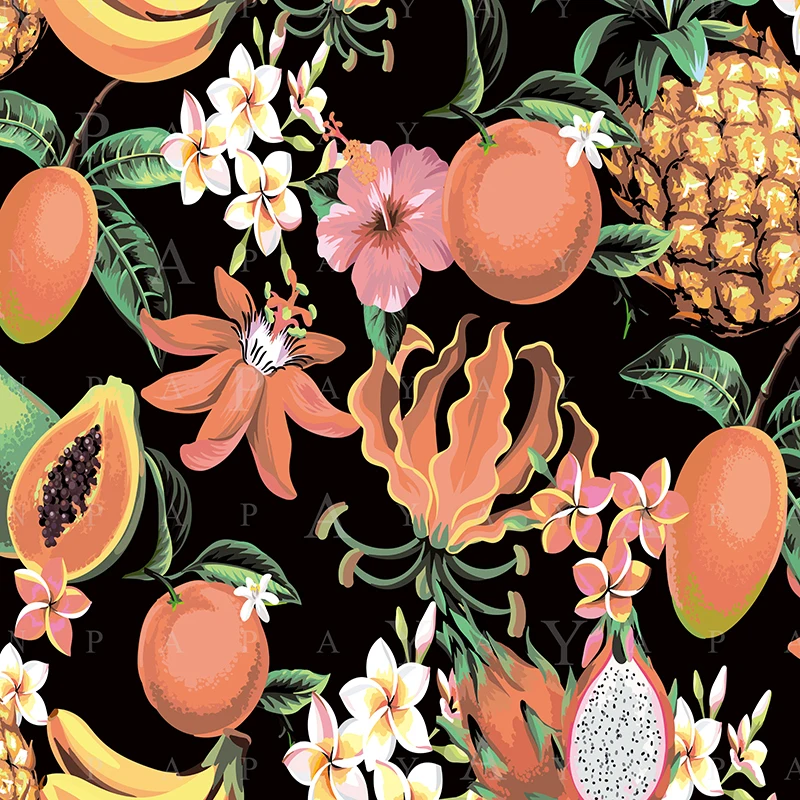 Гобелен с фруктами мандалой папайей декор в стиле бохо тропические растения