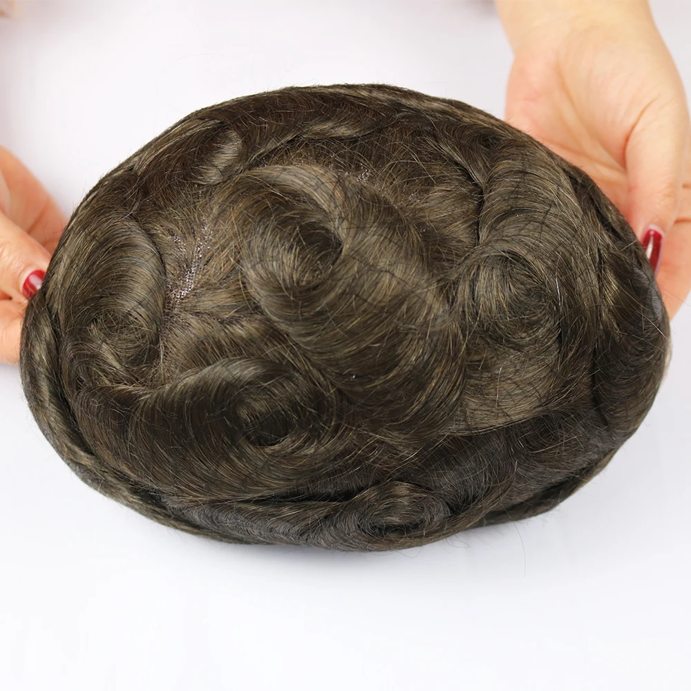

Men Hairpiece Real French Lace Human Hair Replacement for Men Wig Swiss Lace & PU Men's Toupee