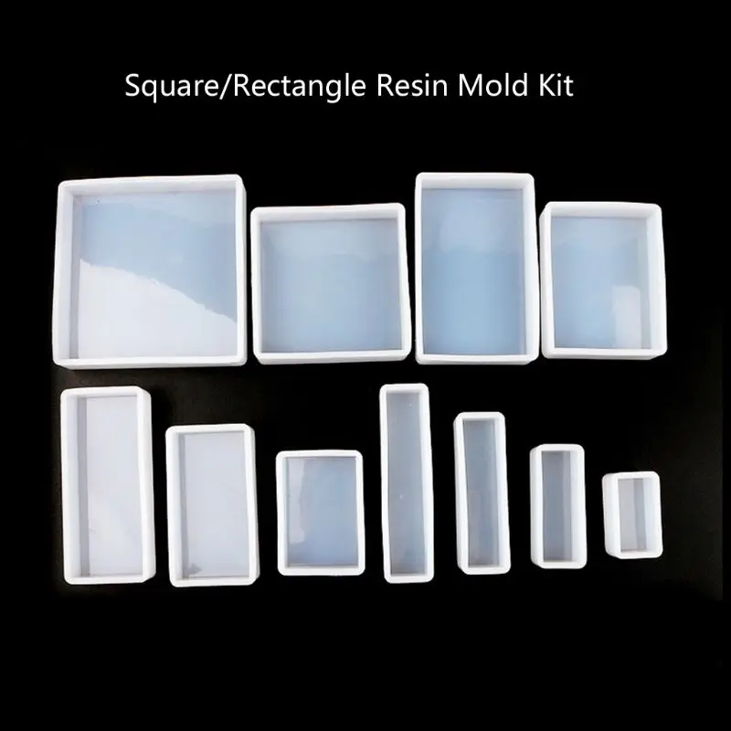 

2021 New 11Pcs Square Rectangle Cubic Molds Kit Resin Casing Craft Jewelry Making Tools