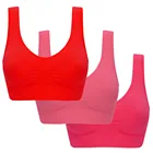 Комплект из 3 предметов, спортивный бюстгальтер кроп Топ Фитнес Для женщин Спортивная женственный Однотонная одежда размера плюс ультра-тонкий большой спортивный бюстгальтер, бюстгальтер пуш-ап, бюстгальтер Топ