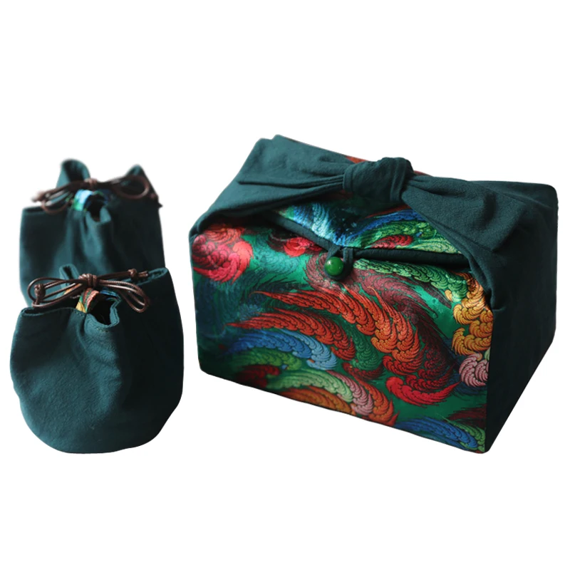 

Teaware Storage Bag Silk Cloth Tea Cup Teapot Holder Vintage Travel Bags Big Storage Pack Tea Ceremony Accessories Decoration