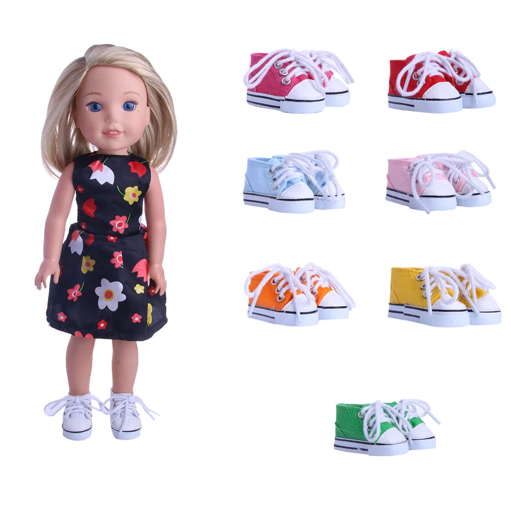 LUCKDOLL/парусиновая обувь с ремешками однотонная подходит для кукла длиной 14 5 дюйма