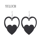 Серьги YULUCH с деревянными подвесками в форме сердца для девочек, 2021, женские элегантные подарки для влюбленных, женские повседневные Простые аксессуары