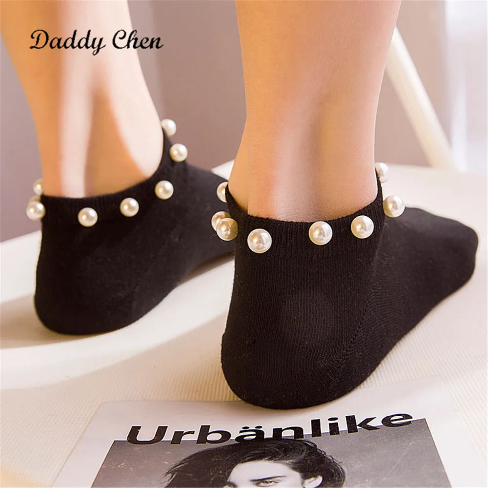 9 Цвета Для женщин Носки хлопок прекрасный Карамельный цвет имитация жемчуга