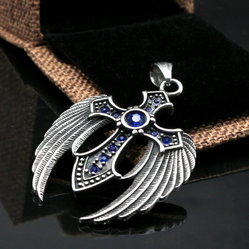 KLDY качество нержавеющая сталь крест с крыльями кулон ожерелье камень перо