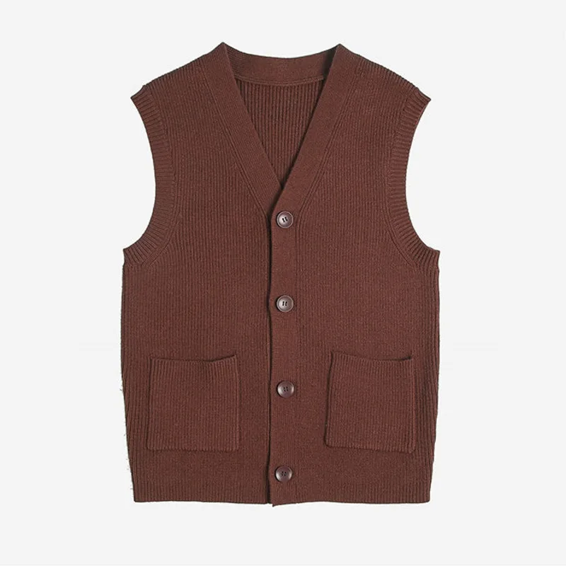 Осенний Однотонный свитер кардиган жилет для мужчин устойчивый к катышкам без