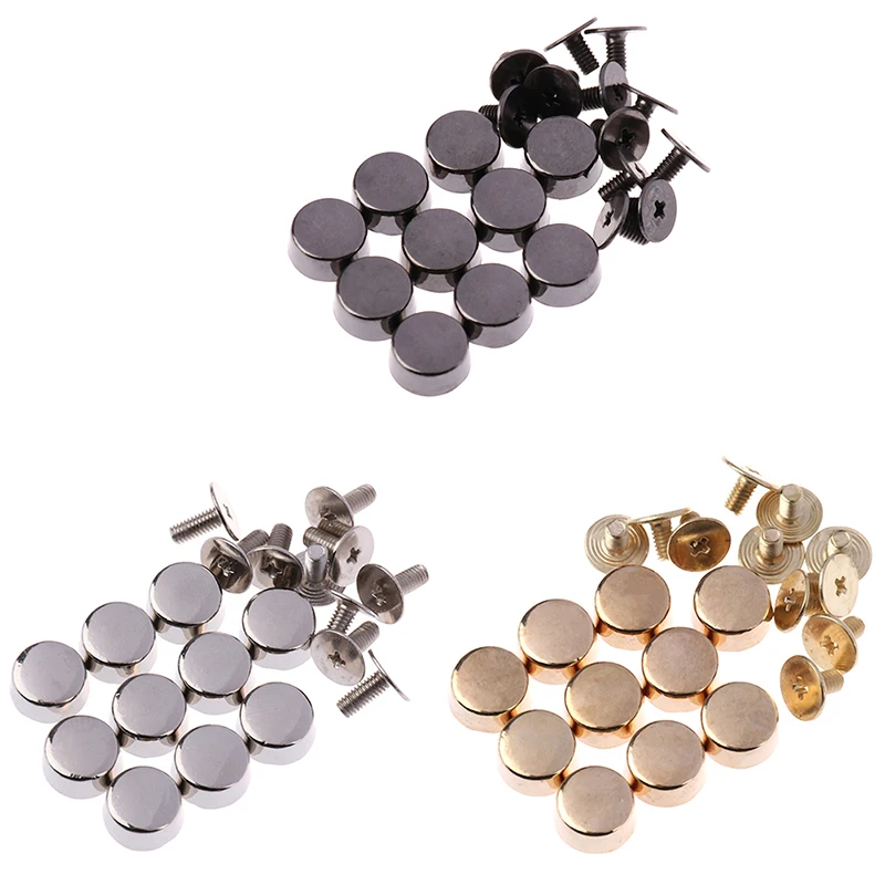 10sets DIY Leather Buttons Screw Wear Protection Bag Bottom Studs Rivets For Bags Hardware Belt Accessories For Bag Feet Screw