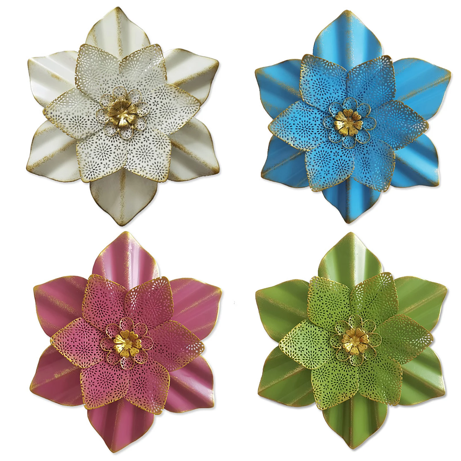 

Metal Simulation Flower Rustic 3D Living Room Office Art Craft Hotel Yard Farmhouse Home Ornament Wall Hanging Decoration