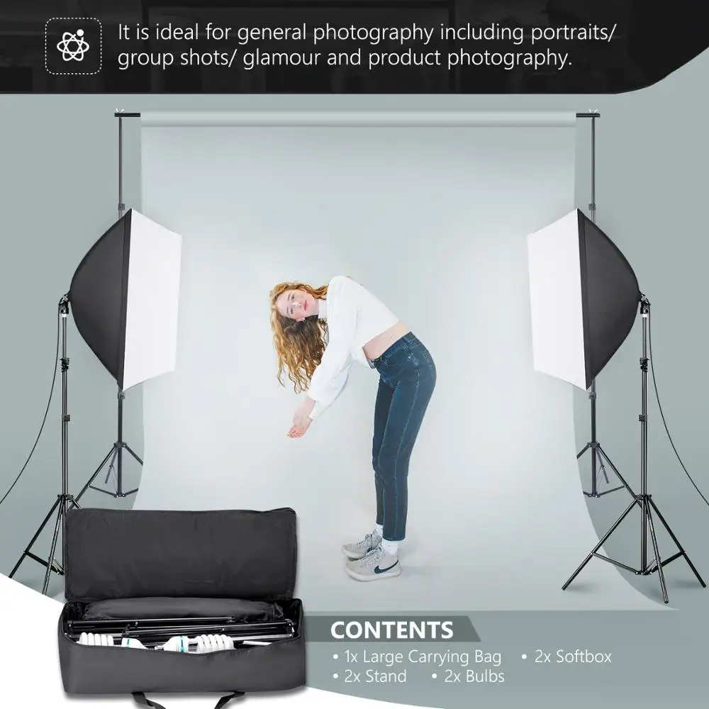 Neewer 700 Вт Профессиональная фотография 24x24 дюйма/60x60 см софтбокс с E27 розетка