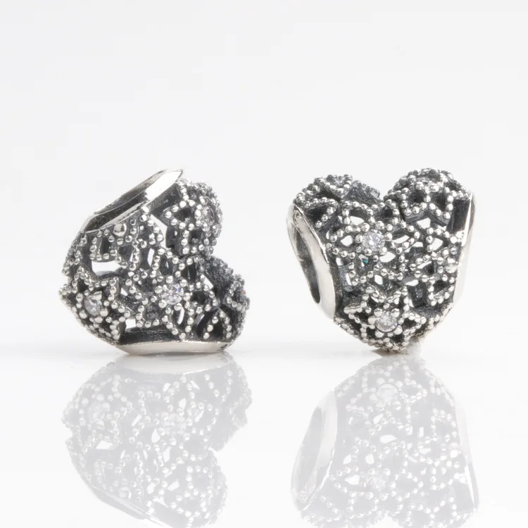 

Authentic 925 Sterling Silver Beads New Heart-shaped Idea Blooms With Beads Fit Original Pandora Bracelet For Women Diy Jewelry