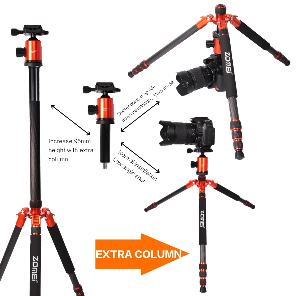 ZOMEI Z888C Профессиональный Портативный волоконный сплав компактный DSLR камера